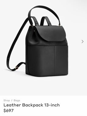 Cuyana Black Leather Backpack 13 inch
